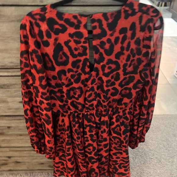 Red mini leopard dress - Picture 2 of 4